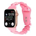 Butterfly Hollow Silicone Watch Band For Apple Watch Ultra 49mm / Series 8&7 45mm / SE 2&6&SE&5&4 44mm / 3&2&1 42mm(Rose Pink)