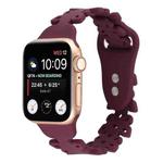 Butterfly Hollow Silicone Watch Band For Apple Watch Ultra 49mm / Series 8&7 45mm / SE 2&6&SE&5&4 44mm / 3&2&1 42mm(Wine Red)