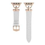 D-Buckle Cocodile Genuine Leather Watch Band For Apple Watch Series 8&7 41mm / SE 2&6&SE&5&4 40mm / 3&2&1 38mm(White)