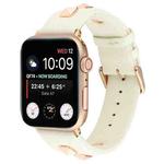 Single Row Riveted Genuine Leather Watch Band For Apple Watch Series 8&7 41mm / SE 2&6&SE&5&4 40mm / 3&2&1 38mm(Beige Rose Gold)