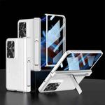 For OPPO Find N2 GKK Magnetic Hinge Flip Leather Phone Case with Holder(Silver)