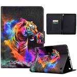 For Amazon Kindle Fire HD 8 2022 / 2020 Coloured Drawing Smart Leather Tablet Case(Tiger)