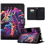 For Amazon Kindle Fire 7 2022 Coloured Drawing Smart Leather Tablet Case(Giraffe)