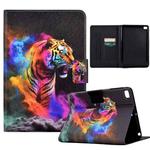 For iPad mini 5/4/3/2/1 Coloured Drawing Smart Leather Tablet Case(Tiger)