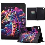 For iPad mini 5/4/3/2/1 Coloured Drawing Smart Leather Tablet Case(Giraffe)