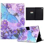 For Lenovo Tab M10 3rd Gen Coloured Drawing Smart Leather Tablet Case(Peony Butterfly)