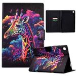 For Samsung Galaxy Tab A7 Lite T220 Coloured Drawing Leather Tablet Case(Giraffe)