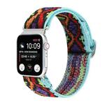 For Apple Watch Ultra 49mm / Series 8&7 45mm / SE 2&6&SE&5&4 44mm / 3&2&1 42mm Buckle Elastic Nylon Watch Band(Purple Rhombus)