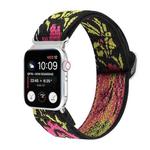 For Apple Watch Ultra 49mm / Series 8&7 45mm / SE 2&6&SE&5&4 44mm / 3&2&1 42mm Buckle Elastic Nylon Watch Band(Rose Red Yellow)