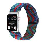 For Apple Watch Ultra 49mm / Series 8&7 45mm / SE 2&6&SE&5&4 44mm / 3&2&1 42mm Buckle Elastic Nylon Watch Band(Blue Red)