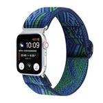 For Apple Watch Ultra 49mm / Series 8&7 45mm / SE 2&6&SE&5&4 44mm / 3&2&1 42mm Buckle Elastic Nylon Watch Band(Dark Blue)