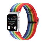 For Apple Watch Series 8&7 41mm / SE 2&6&SE&5&4 40mm / 3&2&1 38mm Buckle Elastic Nylon Watch Band(Rainbow)