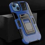 For iPhone 14 Plus MechaWarrior Multifunctional Holder Phone Case(Blue)