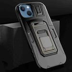 For iPhone 14 Plus MechaWarrior Multifunctional Holder Phone Case(Black)