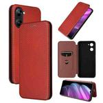 For Realme V30 / V30T Carbon Fiber Texture Flip Leather Phone Case(Brown)