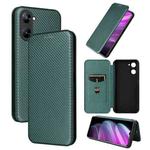 For Realme V30 / V30T Carbon Fiber Texture Flip Leather Phone Case(Green)