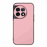 For OnePlus 11 5G Accurate Hole Two-color Litchi Texture PU Phone Case(Pink)