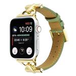 For Apple Watch Ultra 49mm / Series 8&7 45mm / SE 2&6&SE&5&4 44mm / 3&2&1 42mm D-Buckle Plain Genuine Leather Watch Band(Green)