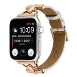 For Apple Watch Series 8&7 41mm / SE 2&6&SE&5&4 40mm / 3&2&1 38mm D-Buckle Plain Genuine Leather Watch Band(White)