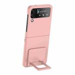 For Samsung Galaxy Z Flip3 5G Skin-feel Shockproof Full Coverage Phone Case with Holder(Pink)