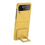 For Samsung Galaxy Z Flip4 5G Skin-feel Shockproof Full Coverage Phone Case with Holder(Yellow)