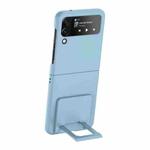 For Samsung Galaxy Z Flip4 5G Skin-feel Shockproof Full Coverage Phone Case with Holder(Blue)