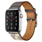 For Apple Watch Series 8&7 41mm / SE 2&6&SE&5&4 40mm / 3&2&1 38mm Silk Screen Pattern Leather Watch Band(Grey)