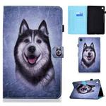 For Huawei MatePad SE Sewing Thread Horizontal Painted Tablet Leather Case(Husky)