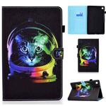 For Huawei MatePad SE Sewing Thread Horizontal Painted Tablet Leather Case(Space Cat)