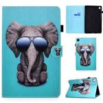 For Huawei MatePad SE Sewing Thread Horizontal Painted Tablet Leather Case(Glasses Elephant)