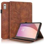 For Lenovo Tab M9 Life Tree Embossed Flip Leather Tablet Case(Brown)