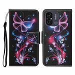 For Xiaomi Redmi 12C Colored Drawing Pattern Flip Leather Phone Case(Fluorescent Butterfly)