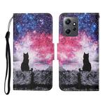 For Xiaomi Redmi Note 12 4G Global Colored Drawing Pattern Flip Leather Phone Case(Star Sky Cat)