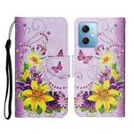 For Xiaomi Redmi Note 12 5G Global/Poco X5 Colored Drawing Pattern Flip Leather Phone Case(Yellow Flower Butterfly)