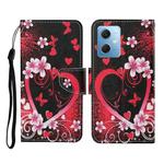 For Xiaomi Redmi Note 12 5G Global/Poco X5 Colored Drawing Pattern Flip Leather Phone Case(Red Heart)