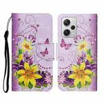 For Xiaomi Redmi Note 12 Pro 5G/Poco X5 Pro Colored Drawing Pattern Flip Leather Phone Case(Yellow Flower Butterfly)
