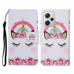 For Xiaomi Redmi Note 12 Pro 5G/Poco X5 Pro Colored Drawing Pattern Flip Leather Phone Case(Crown Unicorn)