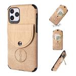 For iPhone 11 Pro Shockproof Wood Texture TPU Magnetic Protective Case with Card Slot(Khaki)