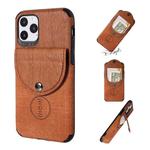 For iPhone 11 Pro Max Shockproof Wood Texture TPU Magnetic Protective Case with Card Slot(Brown)