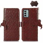 For Nokia G22 4G Ostrich Pattern Genuine Leather RFID Phone Case(Coffee)