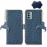 For Nokia G22 4G Ostrich Pattern Genuine Leather RFID Phone Case(Blue)