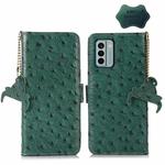 For Nokia G22 4G Ostrich Pattern Genuine Leather RFID Phone Case(Green)