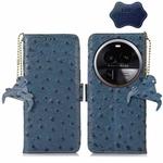 For OPPO Find X6 Pro Ostrich Pattern Genuine Leather RFID Phone Case(Blue)