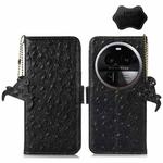 For OPPO Find X6 Pro Ostrich Pattern Genuine Leather RFID Phone Case(Black)