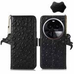 For OPPO Find X6 Ostrich Pattern Genuine Leather RFID Phone Case(Black)