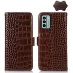 For Nokia G22 4G Crocodile Top Layer Cowhide Leather Phone Case(Brown)