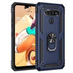 For LG K51 Shockproof TPU + PC Protective Case with 360 Degree Rotating Holder(Blue)