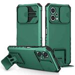For Xiaomi Redmi Note 12 5G / Poco X5 Stereoscopic Holder Sliding Camshield Phone Case(Green)