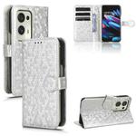 For OPPO Find N2 Honeycomb Dot Texture Leather Phone Case(Silver)