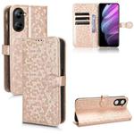 For Realme V30 / V30T 5G Honeycomb Dot Texture Leather Phone Case(Gold)